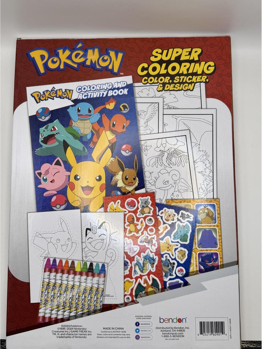Pokémon Super Coloring Activity Set - Color, Sticker & Design with 4 Posters NEW - Picture 2 of 4